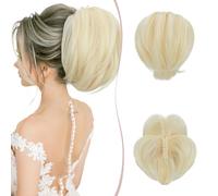 SEGO Chignon Capelli con Pinza Coda Cavallo Capelli Extension Posticci per Capelli Extension Coda Sintetica Ondulato Finti Posticci Messy Hair Bun con Filo di Metallo flessibile Biondo Chiaro