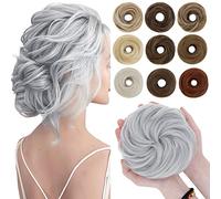 SEGO Chignon Capelli Extensions Elastico Sintetica Ondulato Veri Coda di Cavallo Extension Parrucchino 55 G Grigio siberiano