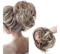 SEGO Chignon Capelli Finti Elastico Toupet Coda di Cavallo Extension Ricci Mossi Ondulati Parrucchino Hair Bun Scrunchie Updo Fermacoda 80g - Castano Chiaro mix Biondo Chiarissimo