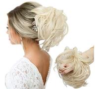SEGO Chignon Capelli Finti Elastico Toupet Coda di Cavallo Extension Ricci Mossi Ondulati Parrucchino Hair Bun Scrunchie Updo Fermacoda 80g - Biondo Chiarissimo