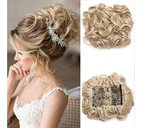 SEGO Chignon Capelli Finti Ricci Extension Clip Elastico Updo Pettini Hair Bun Coda di Cavallo Accessori Donna 90g - Biondo Rossiccio mix Biondo Chiarissimo