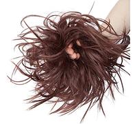 SEGO Chignon Elastico con Capelli Ricci Finti Extension Spettinato XXL Hair Magic Bun Carina 45g Coda Finta Treccia - Castano Ramato Scuro