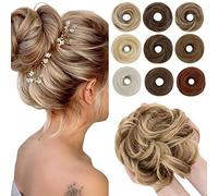 SEGO Chignon Finto per Capelli Elastico Sintetica Ondulato Finti con Posticci Ciambella Messy Hair Bun 55 G Castano chiaro & biondo cenere