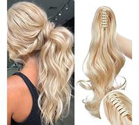 SEGO Coda Capelli Extension Clip Pinza Ricci Mossi 45cm # Biondo Chiarissimo - Posticci per Donna Ponytail Natural Hair di Nuova Tecnologia 140g Fascia Unica