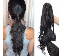 SEGO Coda Capelli Extension Clip Pinza Ricci Mossi 45cm # Nero Naturale - Posticci per Donna Ponytail Natural Hair di Nuova Tecnologia 140g Fascia Unica