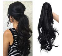 SEGO Coda Capelli Extension Clip Pinza Ricci Mossi 45cm # Nero Scuro - Posticci per Donna Ponytail Natural Hair di Nuova Tecnologia 140g Fascia Unica