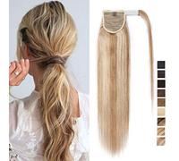 SEGO Coda Capelli Extension Veri Clip Coda di Cavallo Ponytail Extensions Aderire Fascia Unica 100% Remy Human Hair Balayage 35cm-80g # Biondo Cenere mix Biondo Chiarissimo