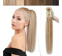 SEGO Coda Capelli Veri Clip Pinza Cavallo Extension Ponytail Naturale Remy Human Hair Lisci 45cm Fascia Unica 115g - # Castano Chiaro Dorato balayage Biondo Chiarissimo