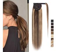 SEGO Coda di Cavallo Extension Capelli Veri Clip Fascia Unica Ponytail Extensions Aderire 100% Remy Human Hair Lisci Naturali Umani 50cm-95g # Castano Cioccolato mix Biondo Scuro