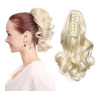 SEGO Coda di Cavallo Extension Clip Capelli Biondi Sintetici Mossi Ponytail Extensions con Pinza Claw Fascia Unica Posticci 30cm 110g [Biondo Chiarissimo]