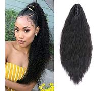 SEGO Coda di Cavallo Extension con Clip Pinza 60cm Capelli Ricci Ponytail Extensions Parrucchino Fascia Uncia Posticci Donna 165g - Nero Scuro