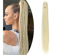 SEGO Coda di Cavallo Extension Treccine Capelli Finti con Pinza Treccia Finta Ponytail Extensions Sintetiche 51cm Posticci Donna 140g - Biondo Chiarissimo