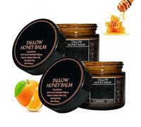 Sego di manzo marromi per pelle, marromi di manzo biologico alimentato con erba segolamica con miele crudo, sego e balsamo per il miele per viso, labbro e corpo idratura profondamente (2Pcs)