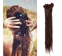 SEGO Dread Extension 10 Ciocche Dreadlock Rasta Treccine da Donna Capelli Lunghi Sintetici Braiding Hair Fibre Uncinetto 50cm - Castano Ramato Scuro