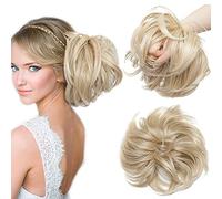 SEGO Elastico Capelli Finti Volumizzante Chignon Extension Fermacoda Coda di Cavallo Capelli Ricci Toupet Hair Bun Scrunchie Updo Posticci Donna 80g - Biondo Cenere/Biondo Chiaro