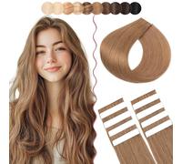 SEGO Extension Adesive Capelli Veri Biadesivo 10 Ciocche Tape in Allungamento Lisci 15g/Set 35 cm # 06