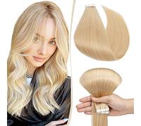 SEGO Extension Adesive Capelli Veri Biadesivo 10 Fasce Tape Extensions Biadesive senza Clip 100% Remy Human Hair 25g (50cm, Biondo Naturale)