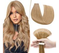 SEGO Extension Adesive Capelli Veri Tape Extensions Biadesive 100% Remy con Biadesivo 10 Ciocche Human Hair Umani Lisci 25g/Pack senza Clip (40cm, Biondo Scuro)