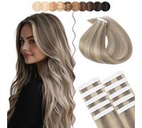 SEGO Extension Biadesive Capelli Veri 10 pz 1g/Ciocca Tape in Hair Extension 100% Remy Adesive 30 cm # 18P613