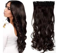 SEGO Extension Capelli Clip Fascia Unica con 5 Clip Capelli Lunghi Mossi [Castano Medio] One Piece Ondulata Sintetica 3/4 Full Head 120g 17 Inch 43cm