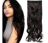 SEGO Extension Capelli Clip Ricci Mossi Fascia Unica Hair Extensions Singole 3/4 Full Head Capelli Sintetici Lunghi 43cm 120g #1B Nero Naturale