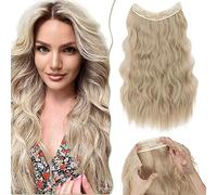 SEGO Extension Capelli Filo Invisibile Estensioni Capelli Finti Per Treccine Mossi Sintetiche Posticci Per Capelli Lunga Ondulati Ricci Donna 50 cm Biondo sabbia e biondo candido