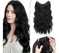SEGO Extension Capelli Filo Invisibile Estensioni Capelli Finti Per Treccine Mossi Sintetiche Posticci Per Capelli Lunga Ondulati Ricci Donna 50 cm Nero