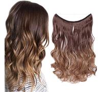 SEGO Extension Capelli Filo Invisibile Fascia Unica senza Clip Capelli Sintetici Ricci Mossi 50cm 90g - Marrone Cioccolato mix Castano Chiaro