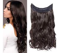 SEGO Extension Capelli Invisibili con Filo Fascia Unica senza Clip Capelli Sintetici Ricci Mossi 50cm 90g - Castano Scuro