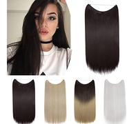 SEGO Extension Capelli Lisci Mossi con Filo Invisibile 50cm # Castano Scuro - Posticci per Donna senza Clip Natural Hair di Nuova Tecnologia Fascia Unica 90g