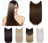 SEGO Extension Capelli Lisci Mossi con Filo Invisibile 50cm # Nero Naturale/Castano Ramato Chiaro - Posticci per Donna senza Clip Natural Hair di Nuova Tecnologia Fascia Unica 90g