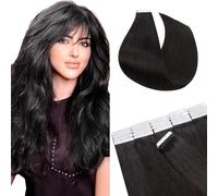SEGO Extension Capelli Veri Biadesivo Human Hair Tape Extensions Biadesive 20 Fasce Adesive 100% Remy Neri Umani Lisci 50g/Pack senza Clip (50cm, Nero Naturale)