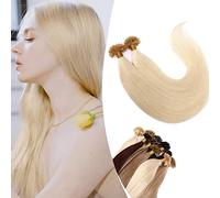 SEGO Extension Capelli Veri Cheratina 100 Ciocche 100g - U Tip Hair Extensions senza Clip 100% Remy Human Hair Neri Umani 55 cm (100 g) (1g) #60 Biondo Platino