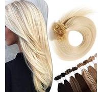 SEGO Extension Capelli Veri Cheratina 100 Ciocche 50g 60cm - U Tip Pre Bonded Keratin 100% Remy Human Hair Naturali Durata Lunga #60 Biondo Platino