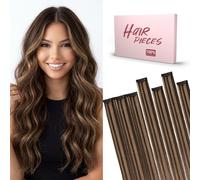 SEGO Extension Capelli Veri Clip 45 cm Set da 5 Ciocche Extension Clip Capelli Veri Remy Human Hair Naturali #2RP6 Bruno scuro & castano chiaro