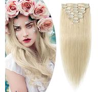 SEGO Extension Capelli Veri Clip 8 Fasce Singole 100% Remy Human Hair Naturali Lisci 50 cm (70 g) #60 Biondo Platino