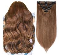 SEGO Extension Capelli Veri Clip Castano Lisci 8 Fasce Volumizzante Double Weft 100% Remy Human Hair Lunghi Umani 45cm 140g Testa Piena #6 Castano Chiaro