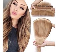 SEGO Extension Capelli Veri Clip Fascia Unica Folta Remy Human Hair Naturali 45cm 90g Una Ciocca Tessitura Larga 22cm #27 Biondo Scuro