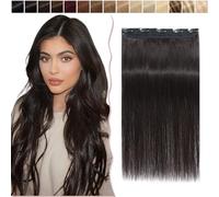 SEGO Extension Capelli Veri Clip Fascia Unica Setosa 100% Remy Human Hair Morbidi Naturali Lisci Una Ciocca Larga 22cm Lunga 40cm 45g #1B Nero Naturale