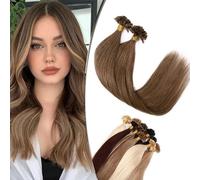 SEGO Extension Cheratina Capelli Veri 100 Ciocche 100g - U Tip Nail Pre-Bonded Remy Human Hair Naturali Invisibili 45 cm (100 g) (1g) #6 Marrone Chiaro