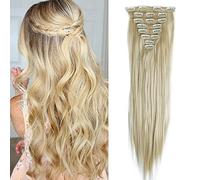 SEGO Extension Clip Capelli Lisci Lunghi [Biondo Chiarissimo] 8 Fasce Hair Extensions Sintetiche Posticci Donna 65cm Full Head 140g