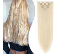 SEGO Extension Clip Capelli Lisci Mossi 65cm # Biondo Chiarissimo - Posticci per Donna Quickclip Natural Hair di Nuova Tecnologia 140g 8 Fasce Singole