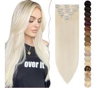 SEGO Extension Clip Capelli Veri 8 Fasce Singole - 100% Remy Human Hair Lisci Lunghi Parrucca Donna 20 cm (45 g) #60 Biondo Platino