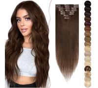 SEGO Extension Clip Capelli Veri 8 Fasce Singole - 100% Remy Human Hair Lisci Lunghi Parrucca Donna 50 cm (70 g) #4 Marrone Medio