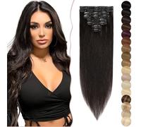 SEGO Extension Clip Capelli Veri 8 Fasce Singole - 100% Remy Human Hair Lisci Lunghi Parrucca Donna 50 cm (70 g) #1B Nero Naturale