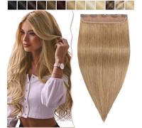 SEGO Extension Clip Capelli Veri Clip Biondi Fascia Unica Folta 35cm 75g 100% Remy Human Hair Una Ciocca Larga 22cm #27 Biondo Scuro