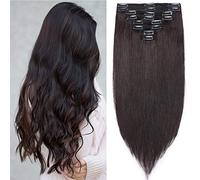 SEGO Extension Clip Capelli Veri Nero Naturale Lisci 60cm Double Weft Volumizzante 100% Remy Human Hair Umani 8 Fasce Lunghi 170g Full Head Tessitura #1B