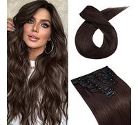SEGO Extension Clip Capelli Veri Set da 8 Fasce per Capelli Lisci 100% Remy Human Hair Naturali Posticci Donna 50cm 70g 2# Marrone Scuro