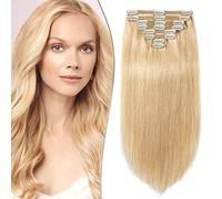 SEGO Extension Clip Capelli Veri Volumizzante Set da 8 Fasce Folte per Capelli Lisci 100% Remy Human Hair Double Weft Posticci Donna 50cm 150g #24 Biondo Naturale