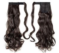 SEGO Extension Coda Capelli Clip Coda di Cavallo 43cm Ponytail Posticci Sintetici Ricci Mossi - Castano Scuro